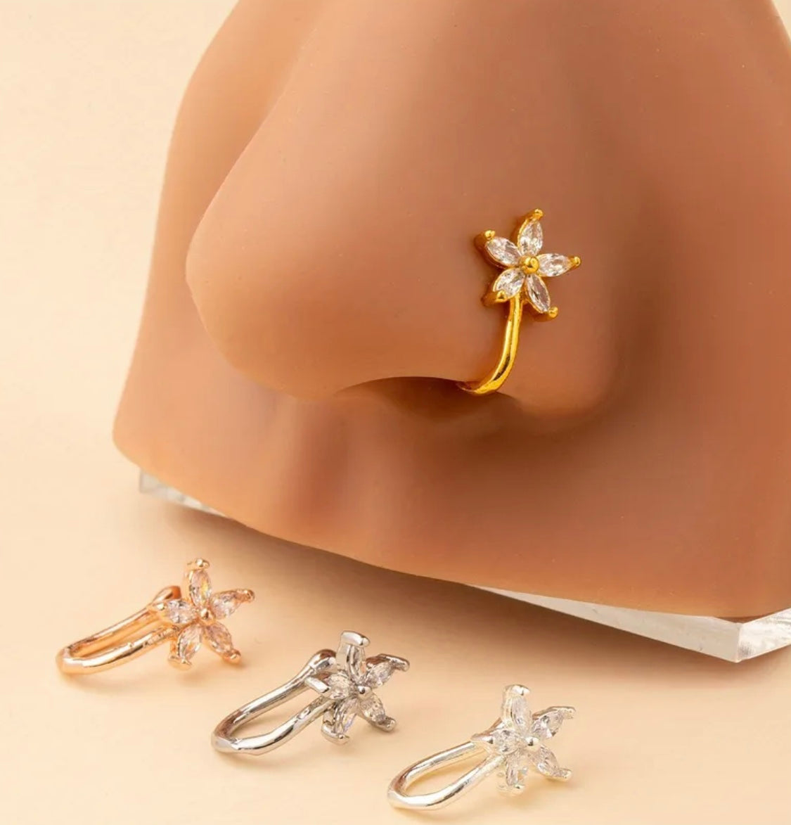 Elegant Floral Nose Ring for Women | Floral Nose Jewellery Pakistan