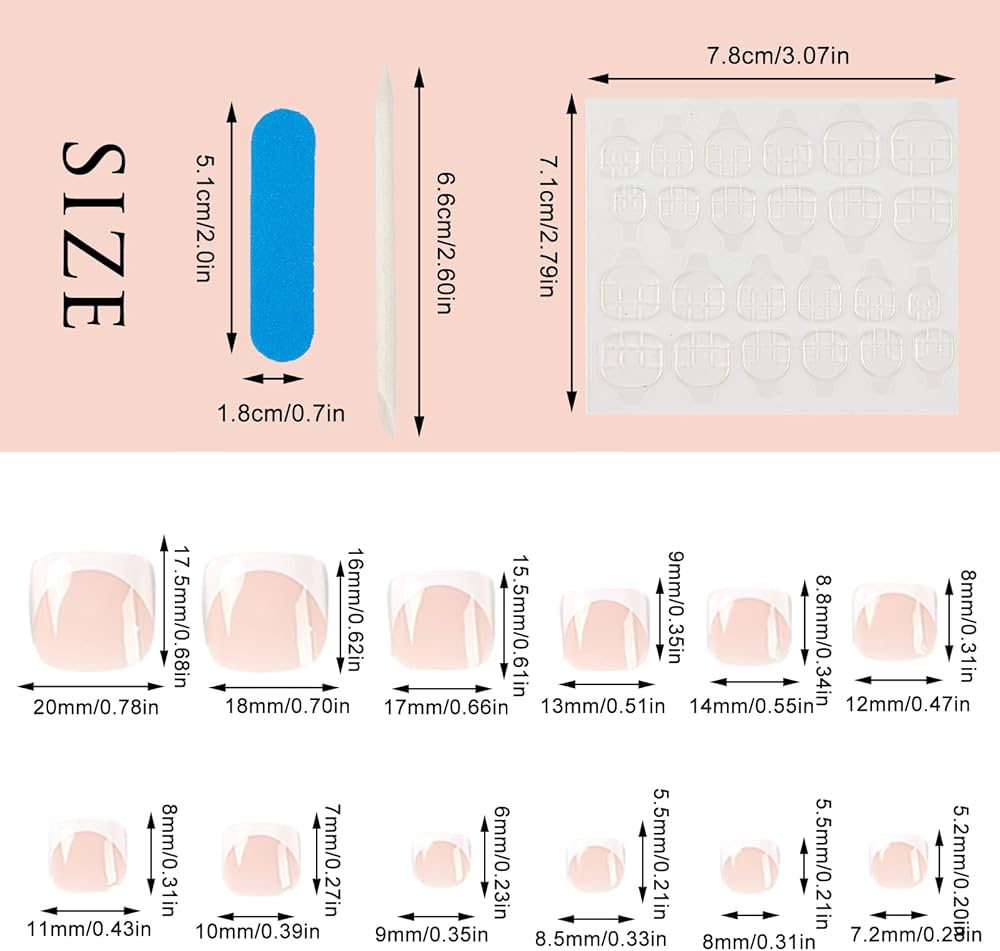 French Toes 24pcs Press-on Nails