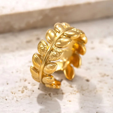 Gold Plated Leaf Open Ring