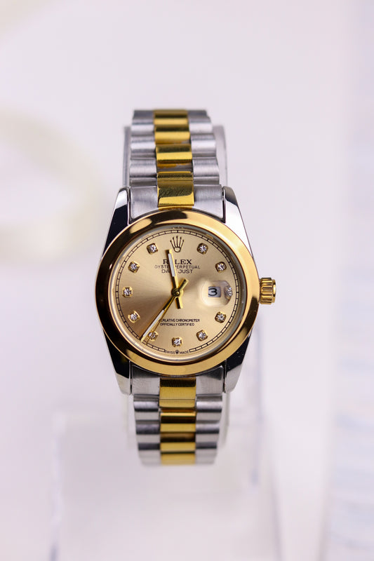 Rol-ex Golden Jubilee DateJust Women Watch - Plain Bezel