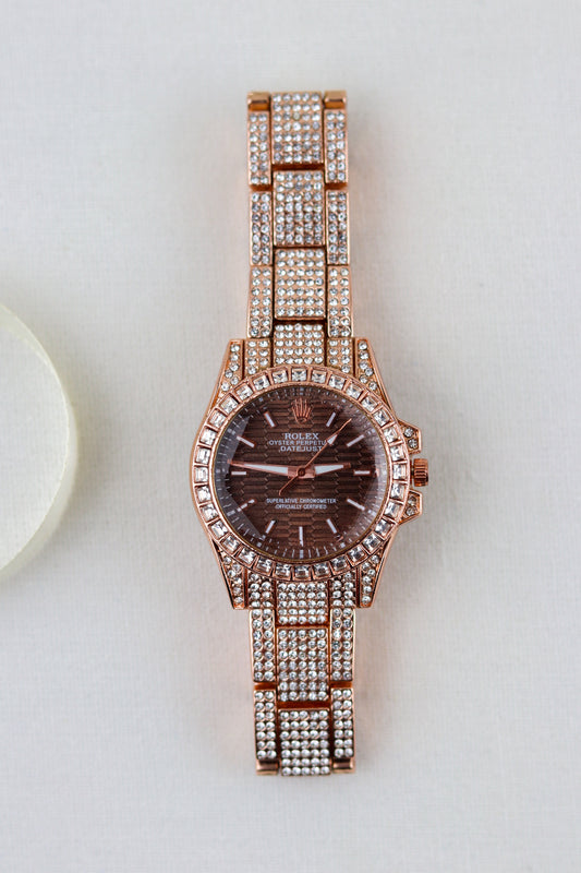 Rol-ex Maroon Oyster Perpetual Watch