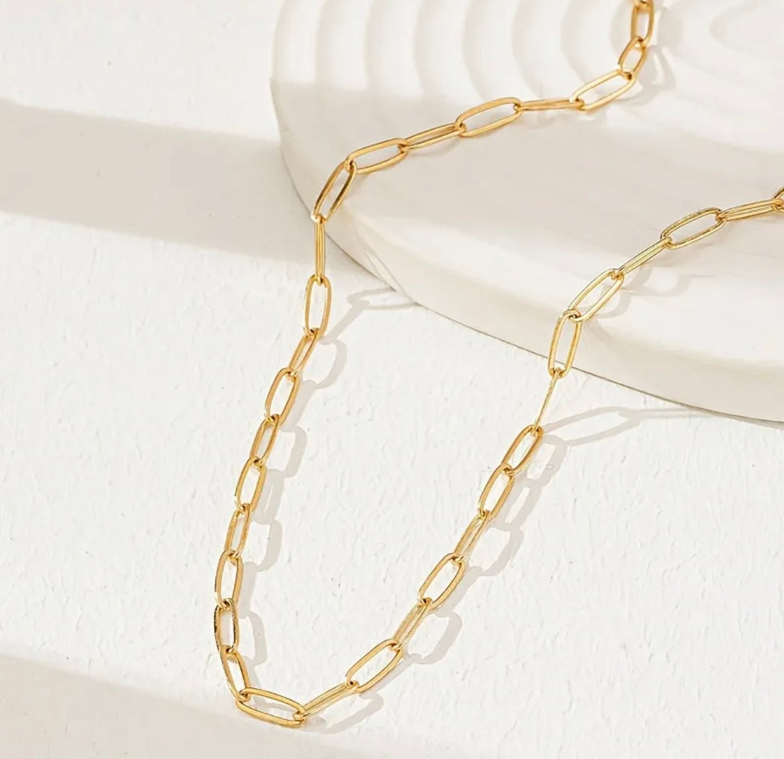 Rectangle Link Chain – Premium 18K Gold Plated Stainless Steel Necklace Pakistan