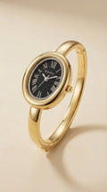 Golden Watch Bangle - Black Dial
