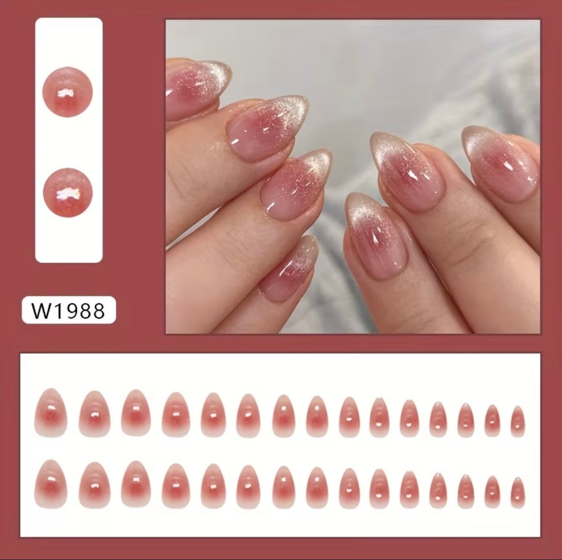 Pink blush almond-shaped 24pcs Press-on Nails