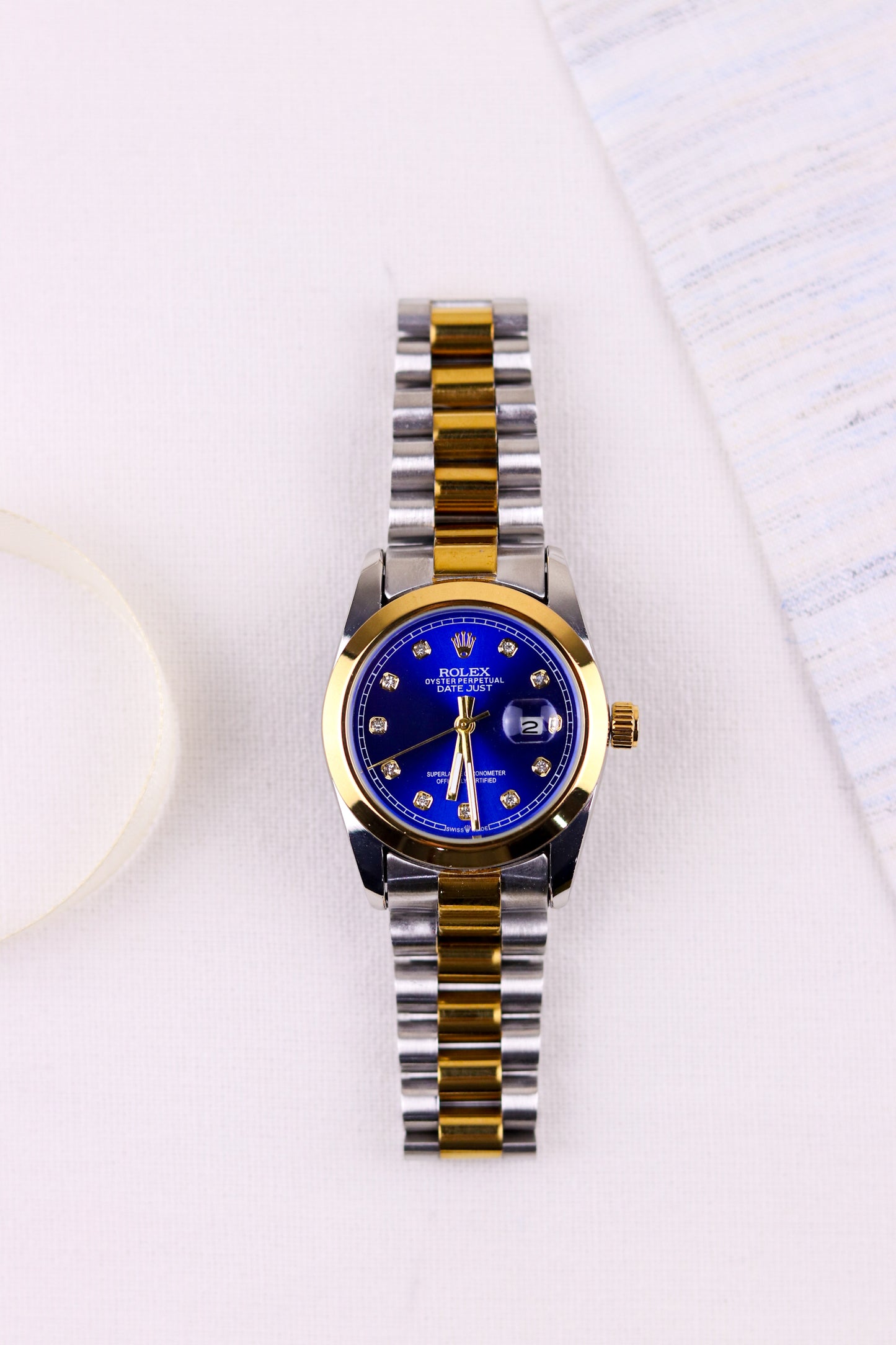 Rol-ex Blue Dial Delight DateJust Women Watch - Plain Bezel