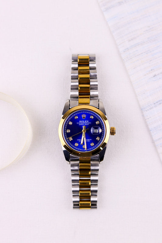 Rol-ex Blue Dial Delight DateJust Women Watch - Plain Bezel