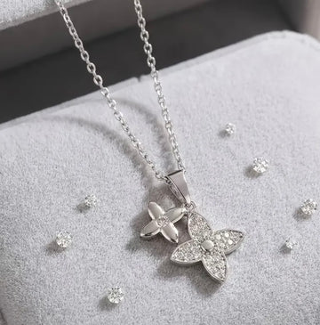 Double Leaf Grass Necklace – Nature-Inspired 18K Gold Plated Necklace for Women in Pakistan