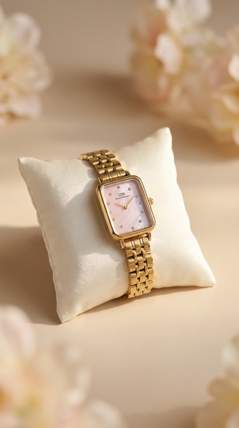 DW Crystal Rectangular  Pink Women Watch