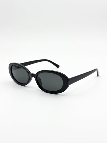 Aveline Black Oval Sunglasses