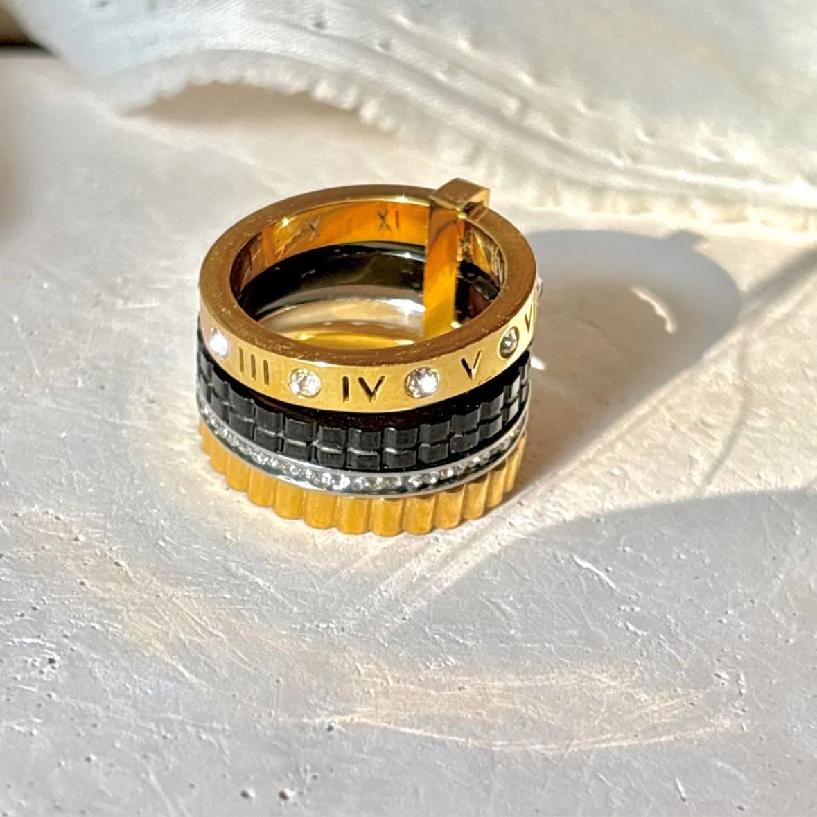 Quadra Luxe Stack Ring 22k