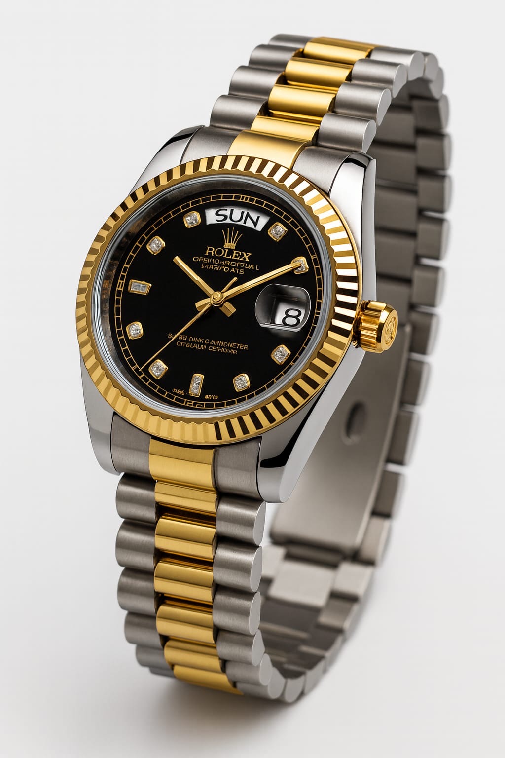 Ro-lex Black Gold Majesty Day-Date Watch