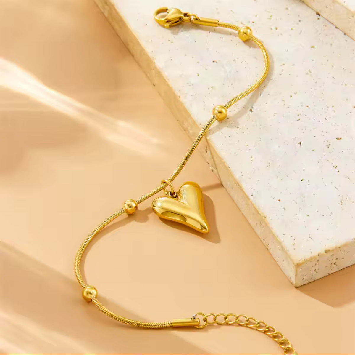 Hollow Heart Ball Chain Bracelet