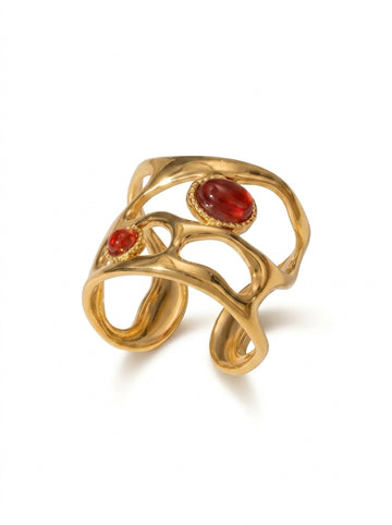 Modernist Ruby Wave Adjustable Ring