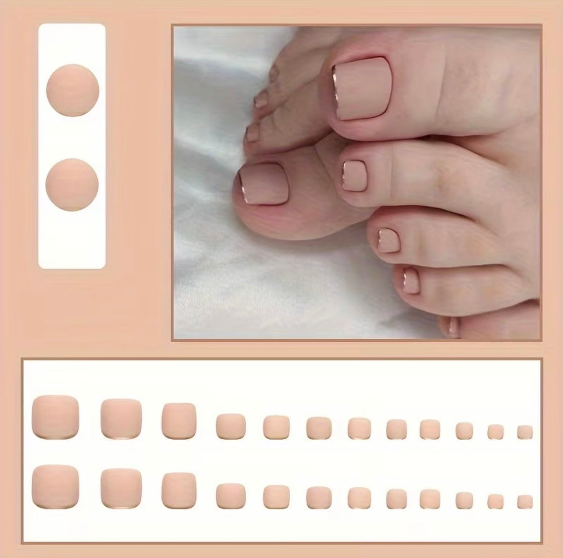 Square Nude Toes 24pcs Press-on Nails