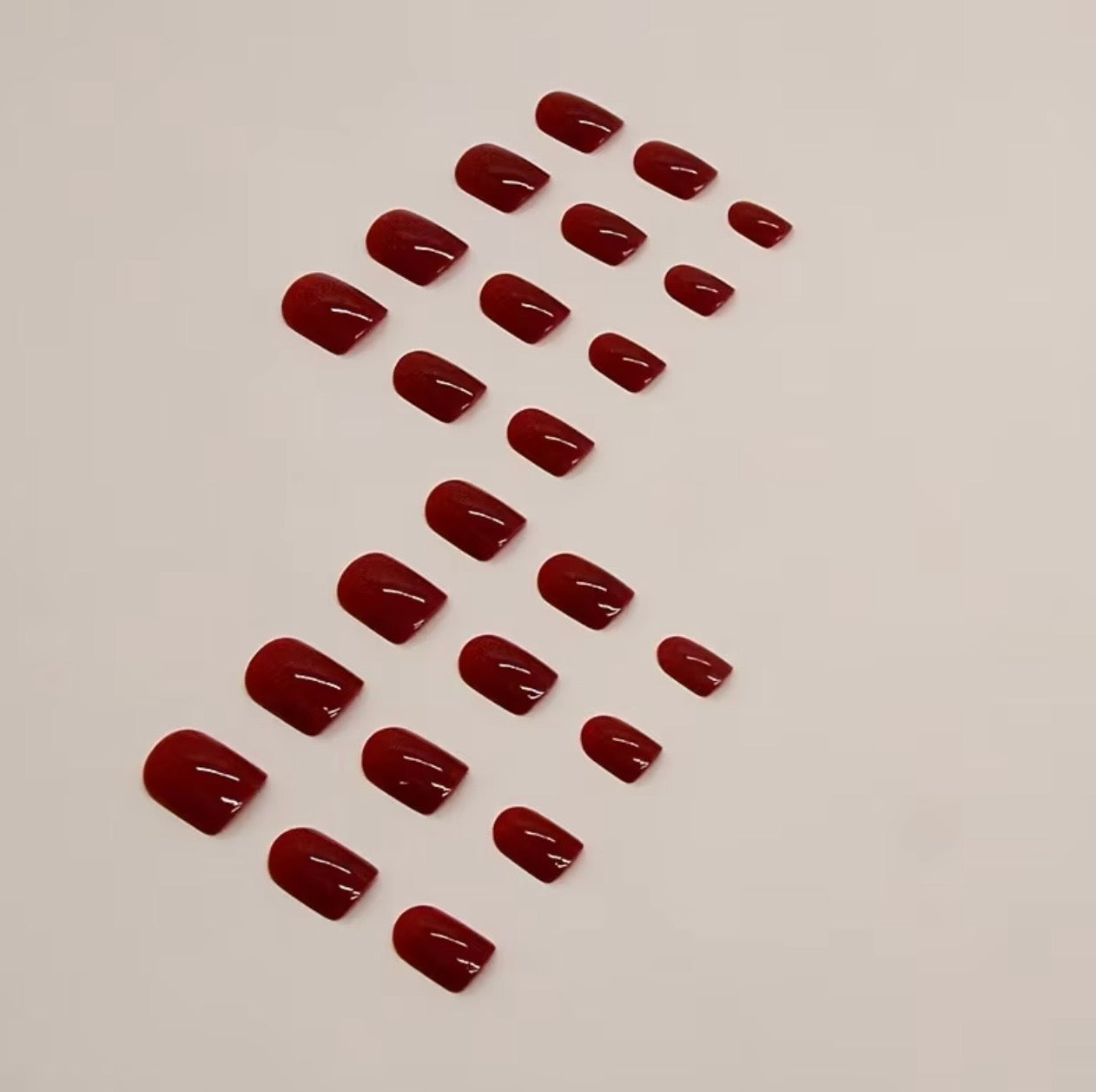 Red Square Shaped 24pcs Press-on Nails