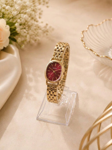 Naidu Burgundy Oval Women Watch | Elegant Oval Dial Watch Pakistan