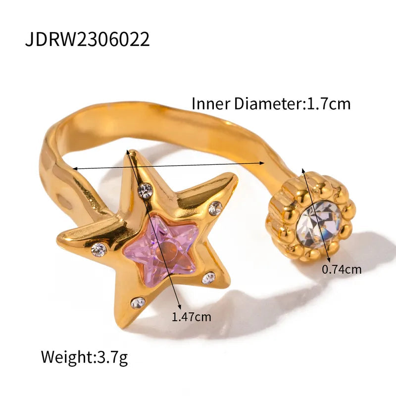 Lilac Star Pearl Adjustable Ring