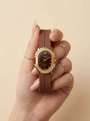 The Longines Luminary Women Rubber Strap Watch - Brown