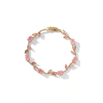 Baby Pink Tulip Golden Bracelet – 18K Gold Plated Floral Bracelet for Women