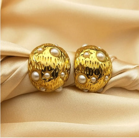 Textured Gold Drop Earrings