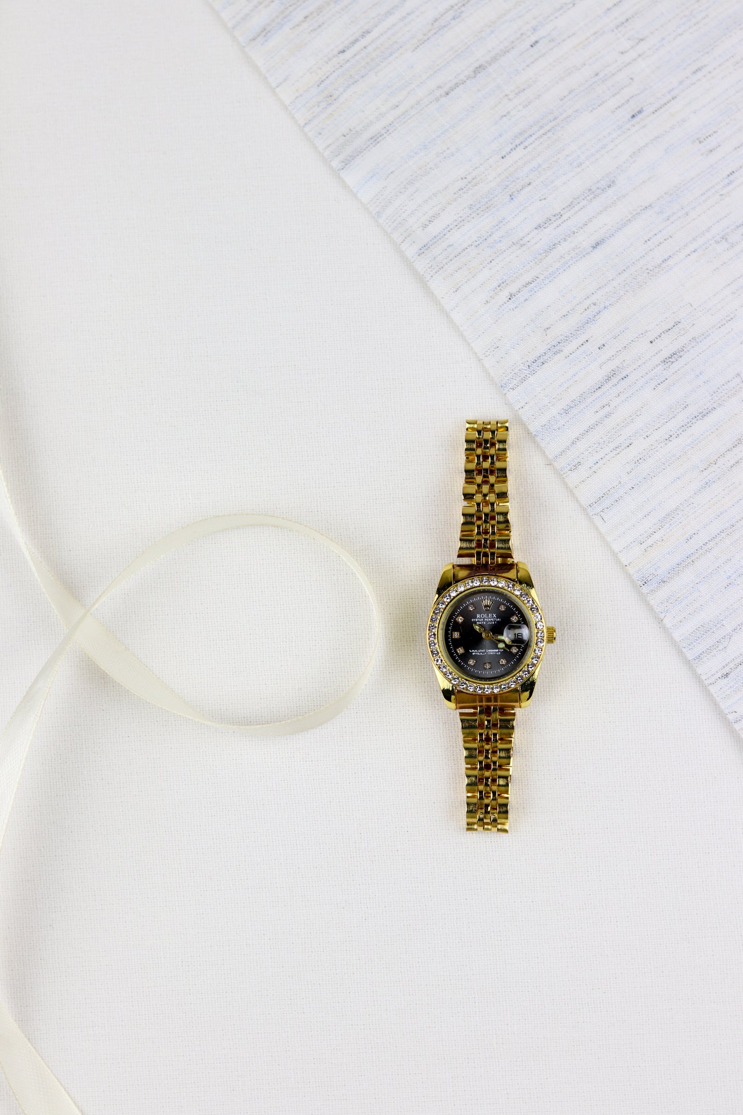 Rol-ex dateJust Golden - Black Dial Watch