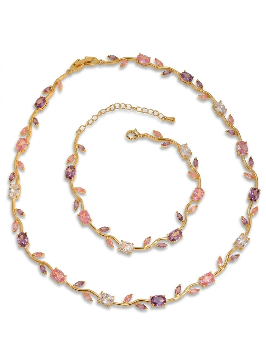 Tulip Floral Vine Golden Set | Elegant Jewellery Set for Women Pakistan