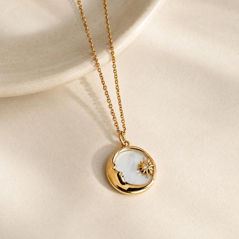 Gold Moon Star Necklace