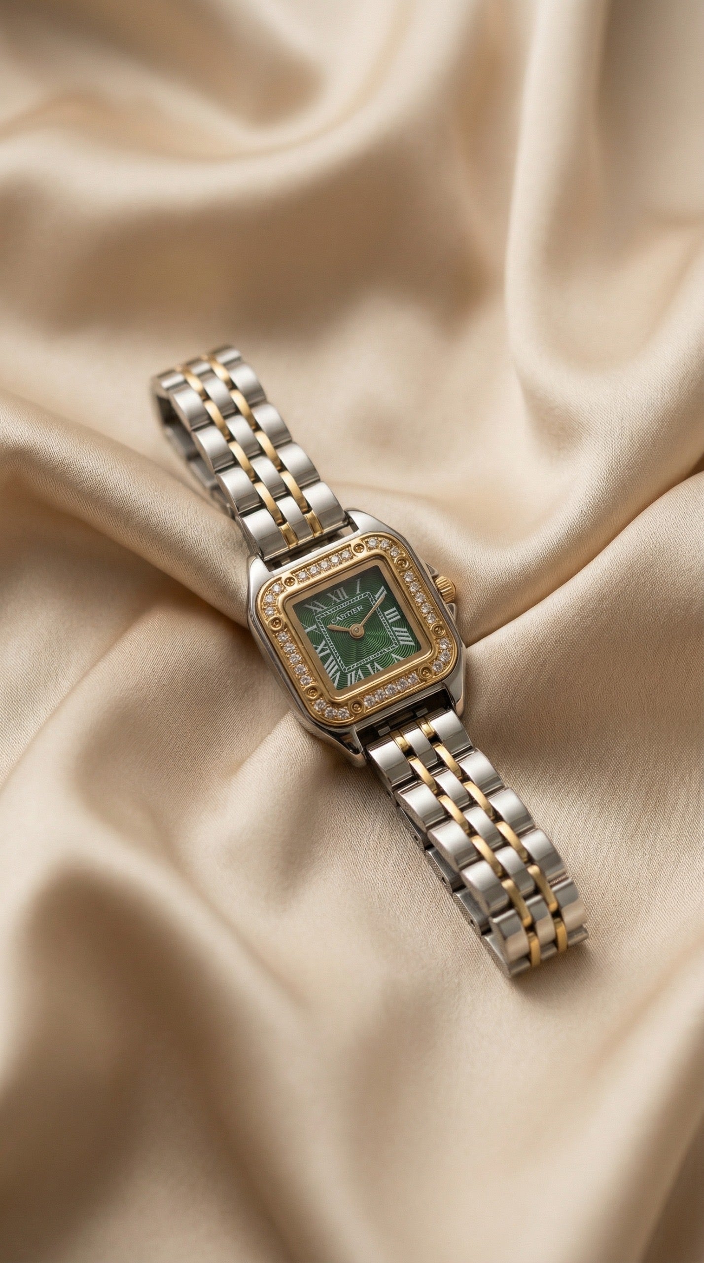 Cartier Diamond Women Watch - Green Dial