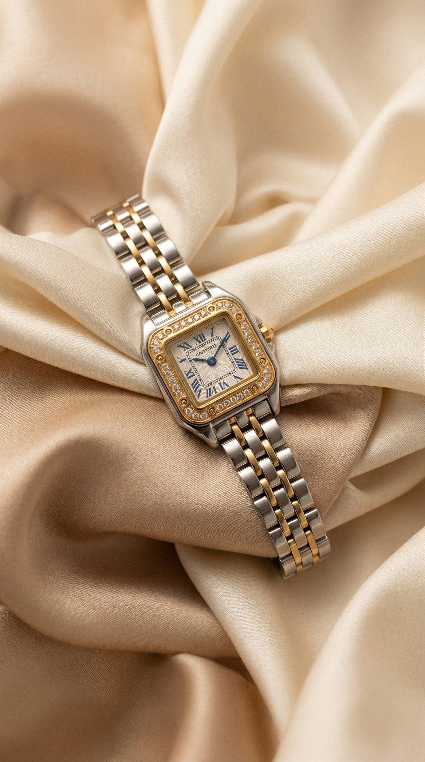Cartier Diamond Women Watch - White Dial