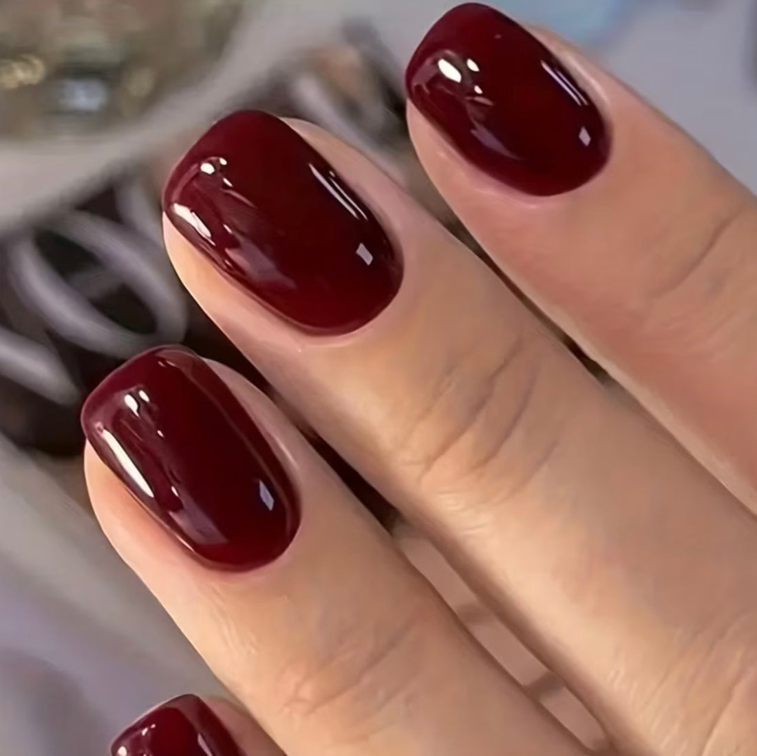 Red Square Shaped 24pcs Press-on Nails