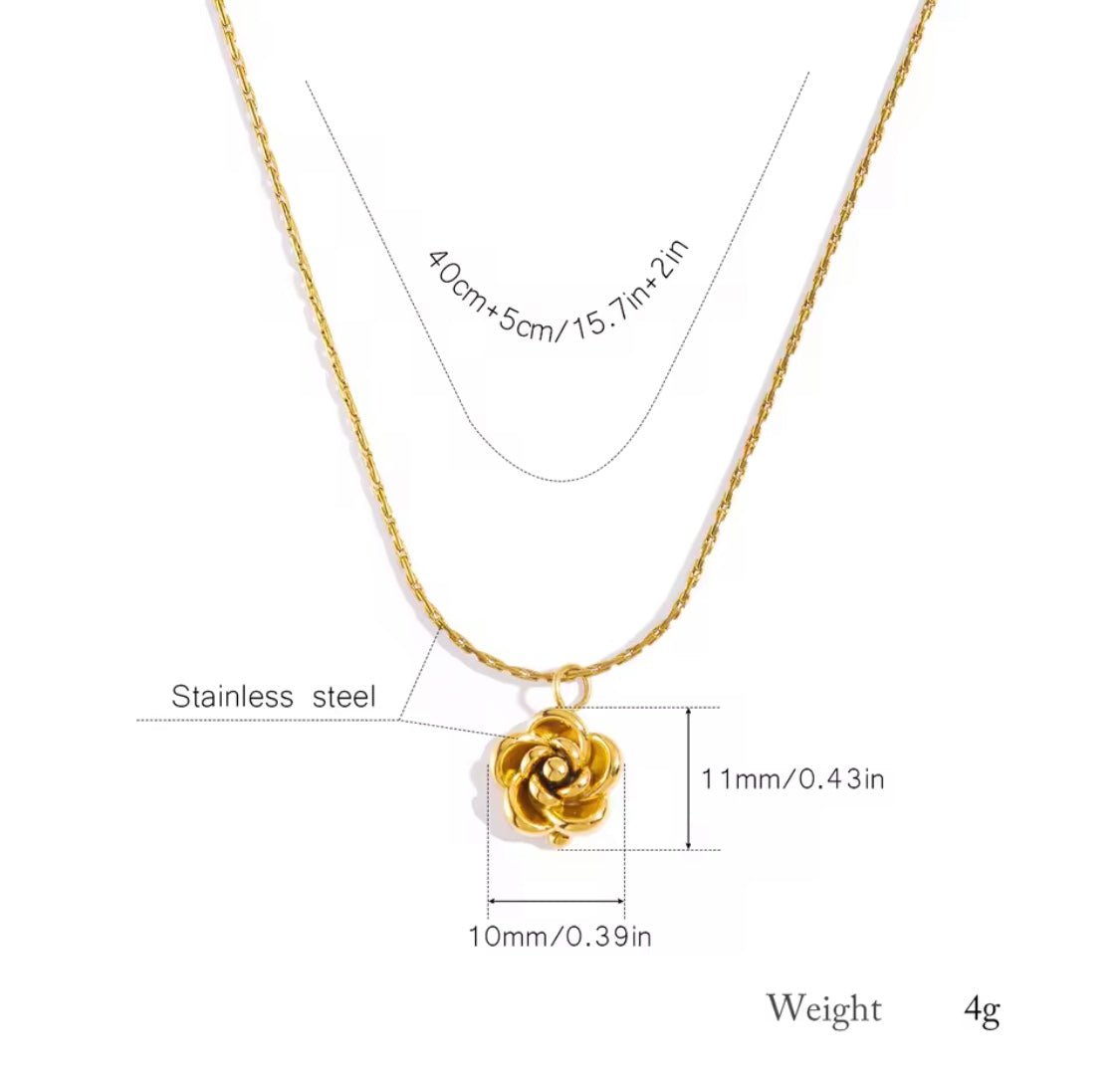 Rose Shape Gold Necklace – 18K Gold Plated Floral Necklace for Women in Pakistan