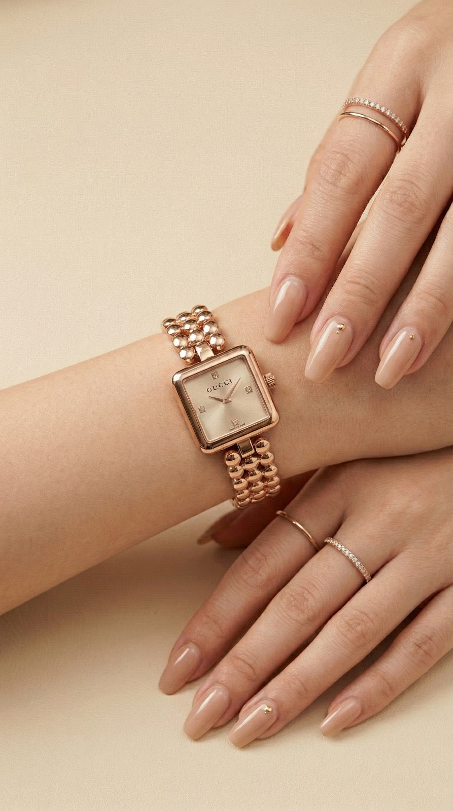 Gucci Square Rose Gold Women Watch