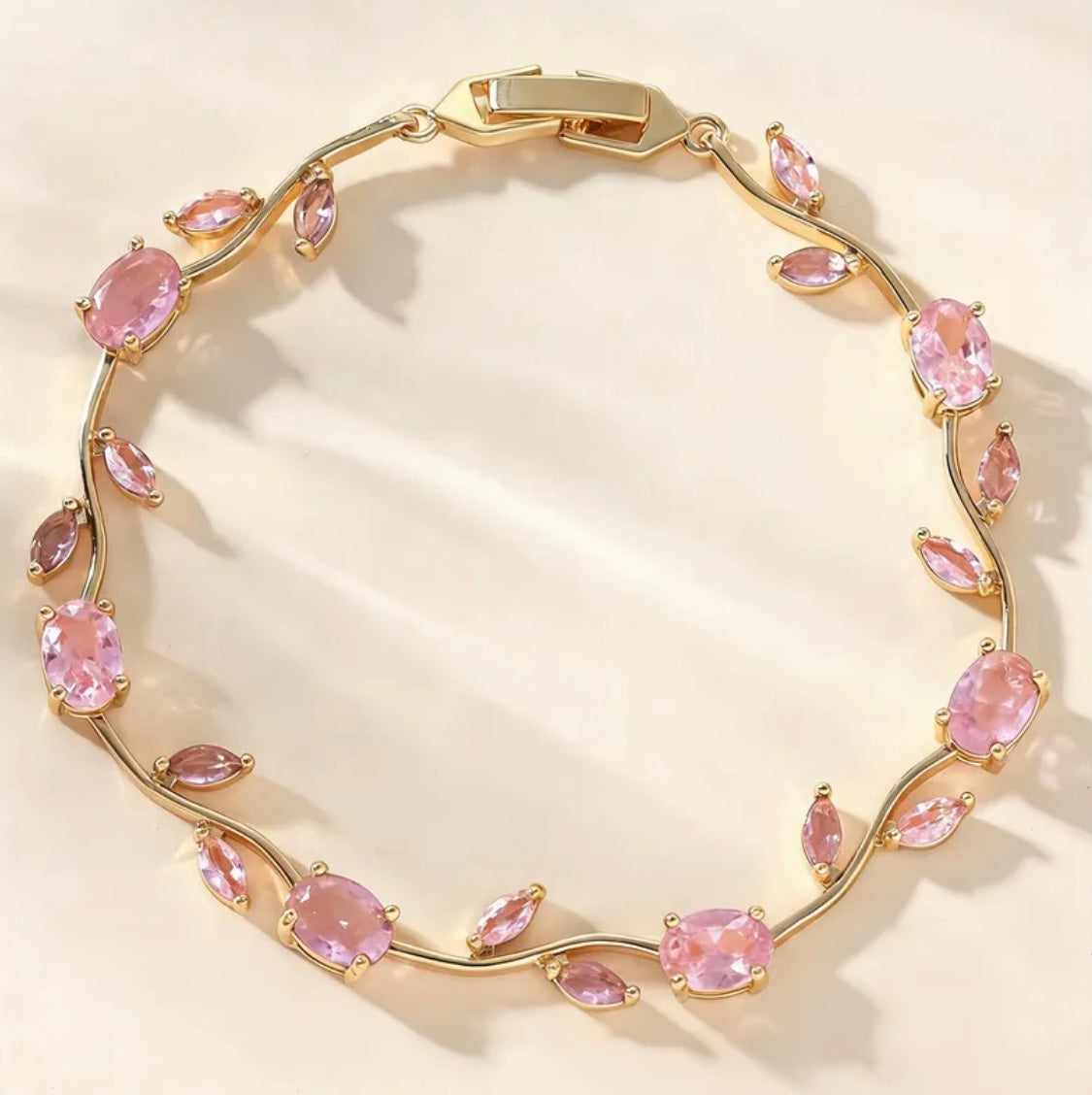 Baby Pink Tulip Golden Bracelet