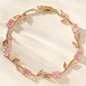Baby Pink Tulip Golden Bracelet