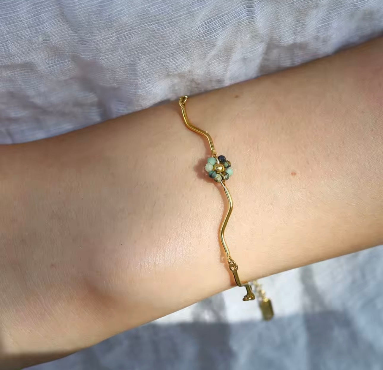 Emerald Flower Charm Bracelet