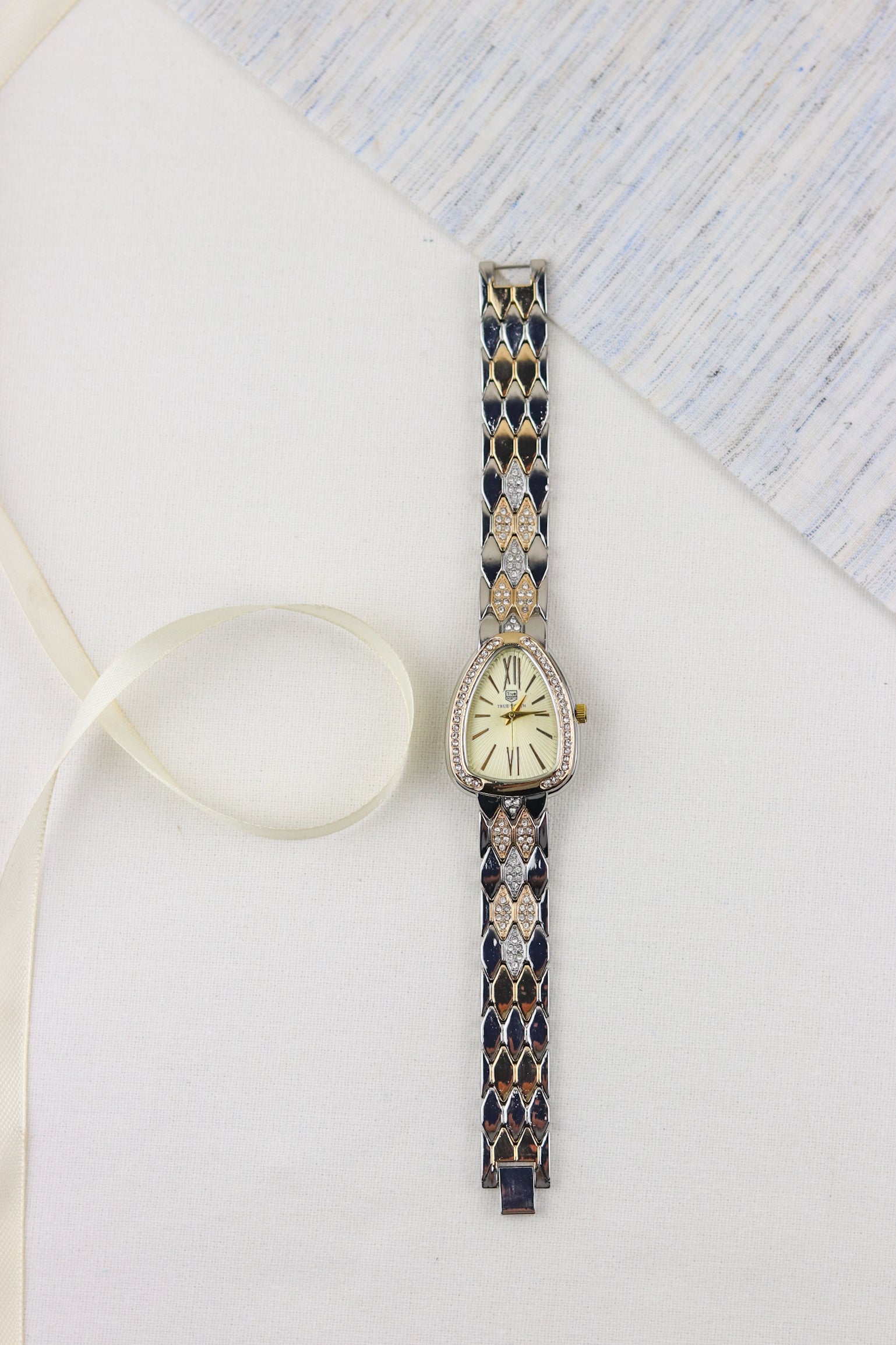 True-Worth Golden Crystal Cascade Women Watch
