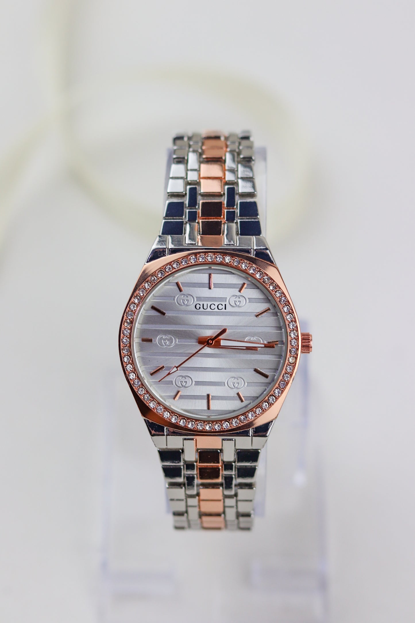 Gucci Glamour Rose Gold & Steel Watch
