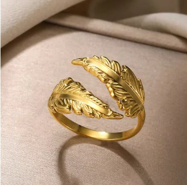 Gilded Feather Adjustable Ring