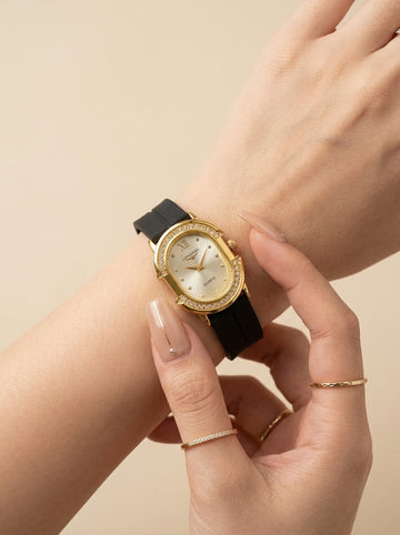 The Longines Luminary Women Rubber Strap Watch - Black