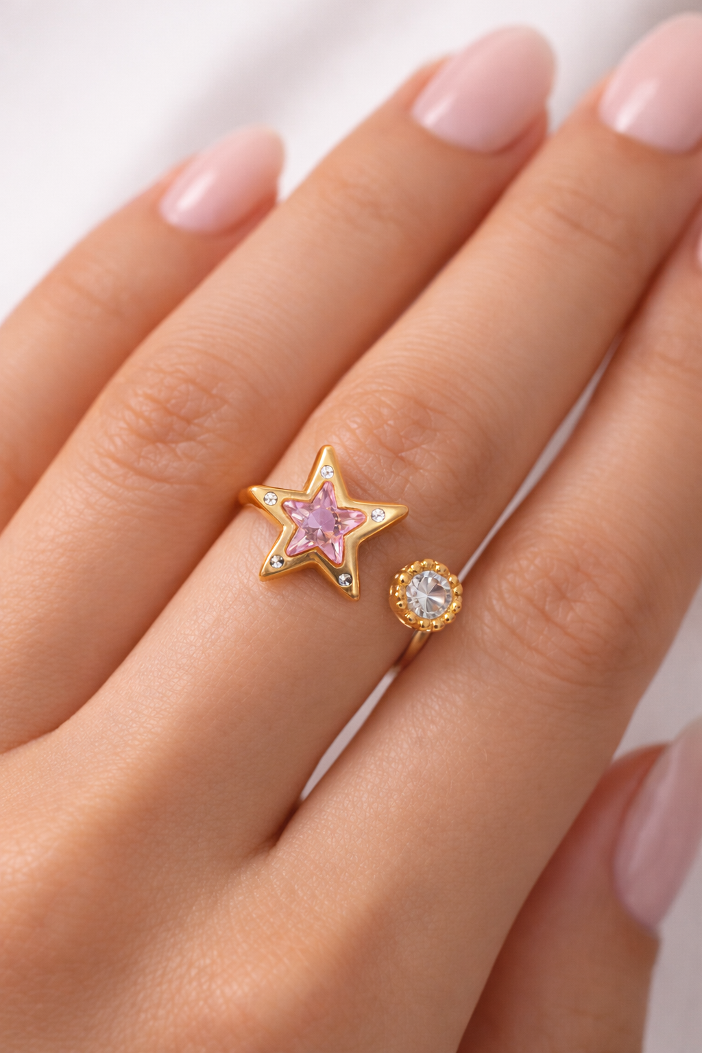 Lilac Star Pearl Adjustable Ring