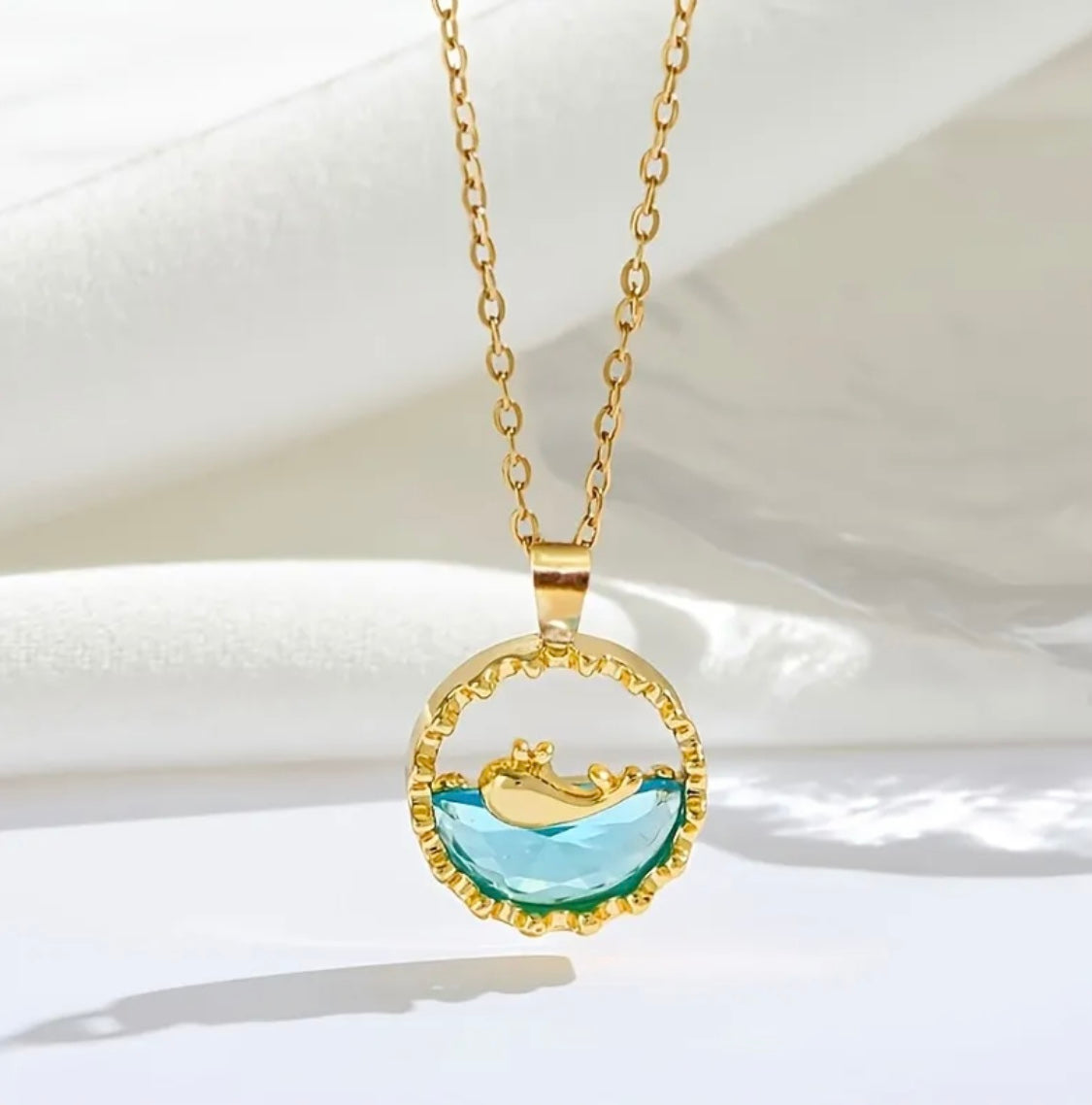 Ocean Whale Pendant Necklace – 18K Gold Plated Stainless Steel Necklace for Women in Pakistan