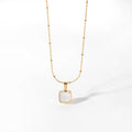 Square White Shell Pendant Necklace
