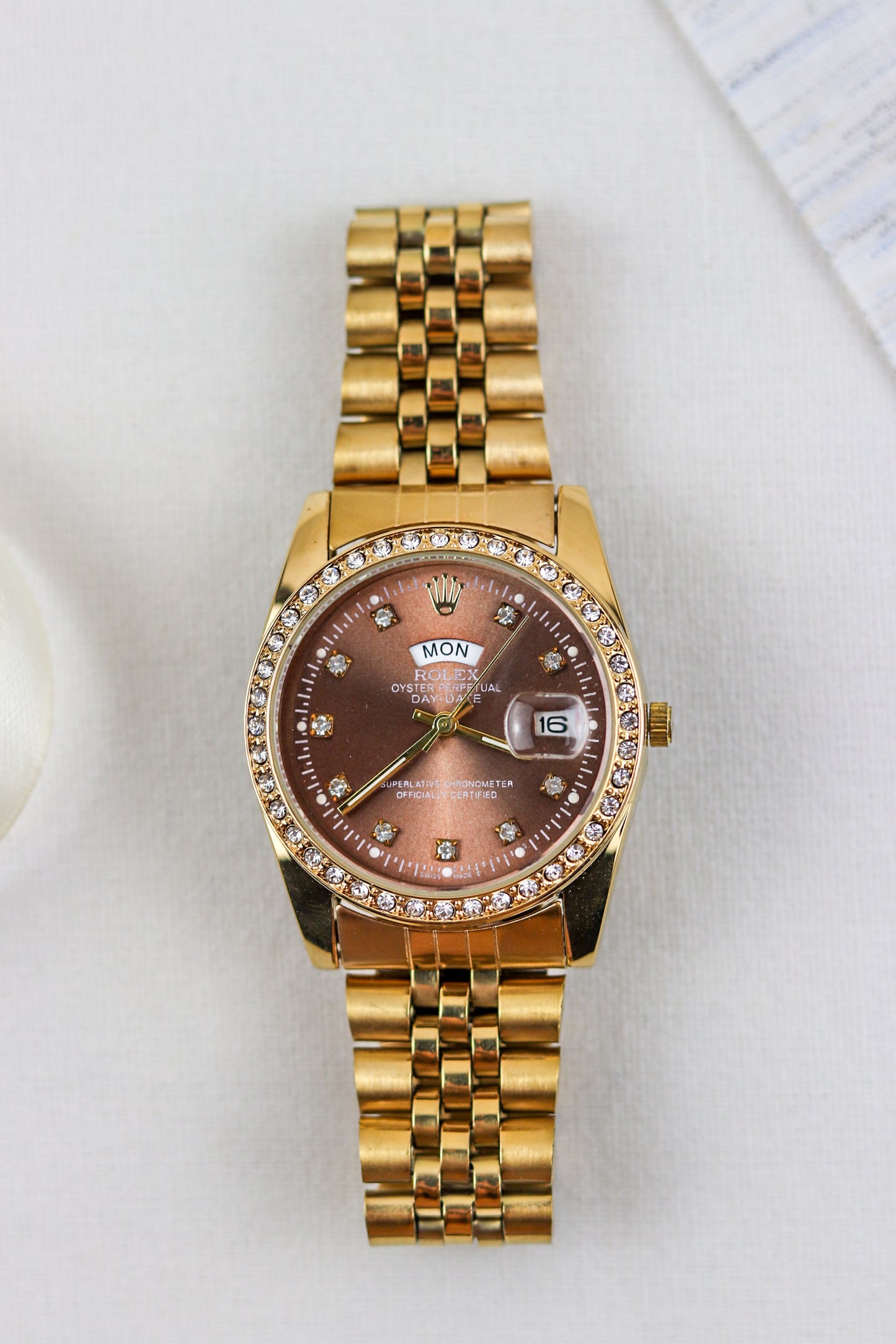 Ro-lex Chocolate Diamond Watch