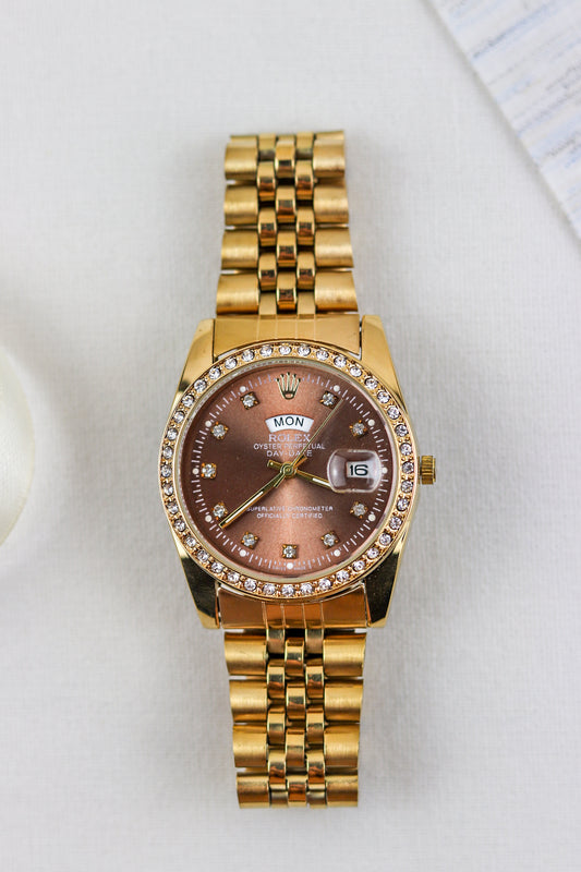 Ro-lex Chocolate Diamond Watch