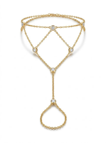 White Cubic Mesh Finger Bracelet – 18K Gold Plated Hand Harness Bracelet Pakistan