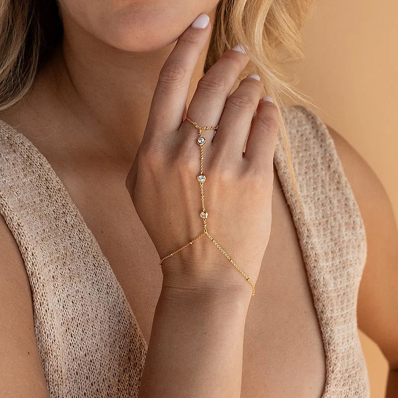 Diamond Chain Layered Ring Bracelet