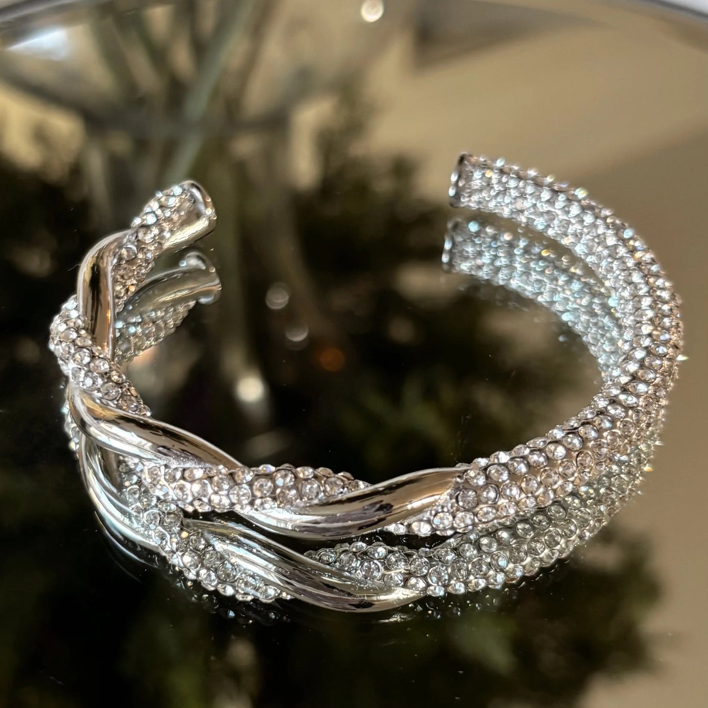 Crystal Pave Twisted Cuff Bracelet