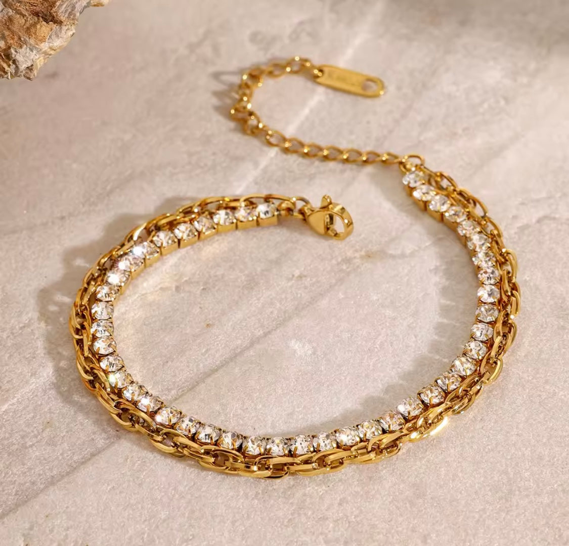 Double-Layered Rhinestone Bracelet