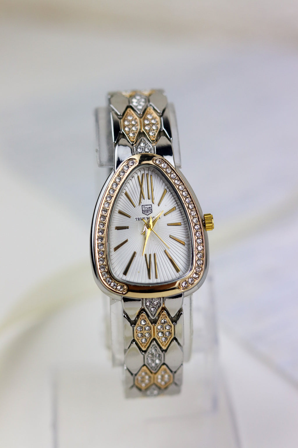 True-Worth White Crystal Cascade Women Watch