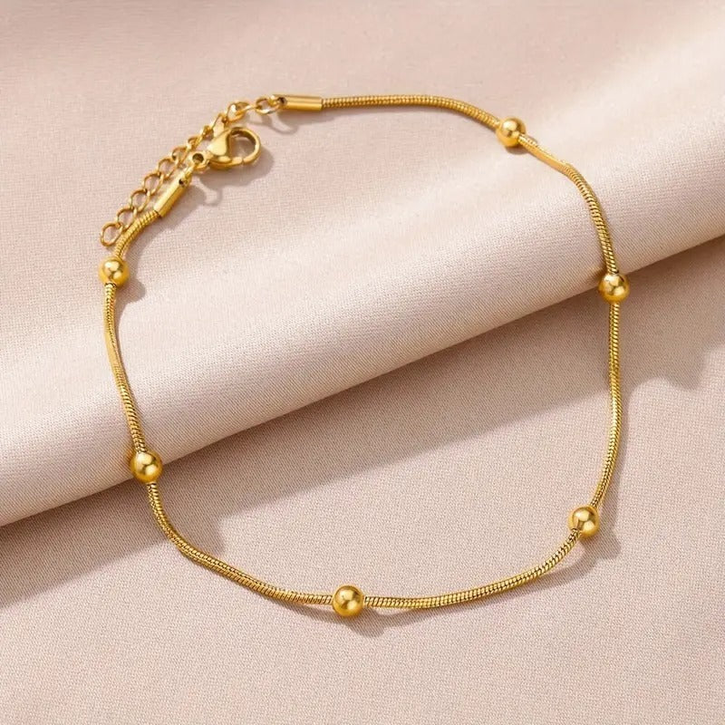 Stainless Steel Bead Decor Anklet